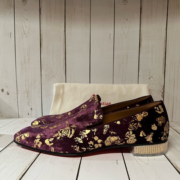 Christian Louboutin Colonnaki Velvet Jacquard Loafer Bordeaux Sz 44 / 11 main image 10